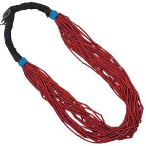 Vintage Tribal Red Beaded Necklace Bold Boho‎ Ethnic Statement Style